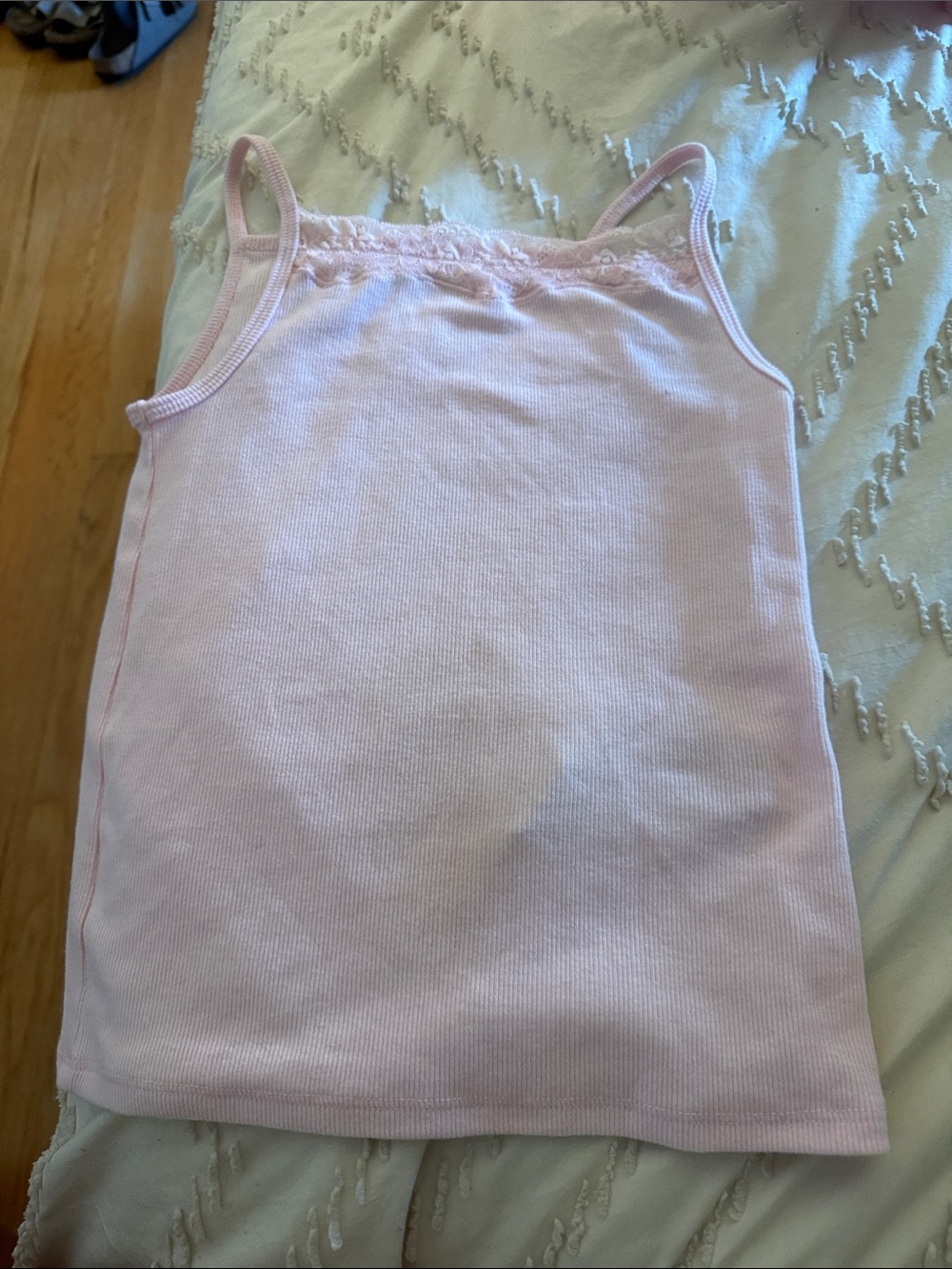 abercrombie kids Light Pink Ribbed Camisole with Lace Trim